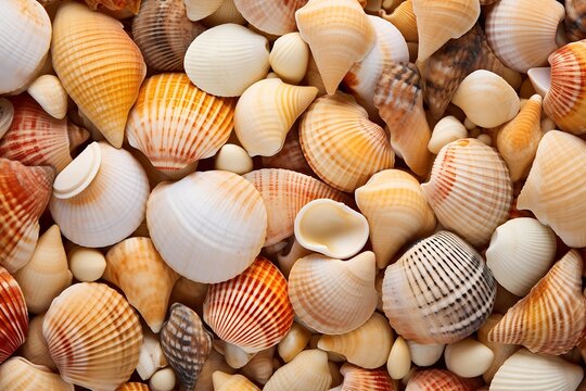 Seashells background. Close up of seashells