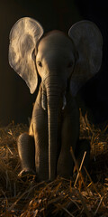 Desenho Fofo de um Elefante Bebê Brincalhão