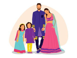 Indian Family with Indian traditional dress