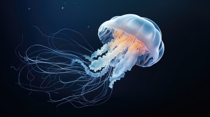 Fototapeta premium Sea jellyfish on a dark background 