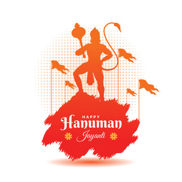 Happy Hanuman Jayanti festival, celebration of the birth of Lord Hanuman, greeting card post vector