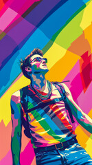 Colorful vibrant lgbt community pride celebration. Concept illustration on lgbt community.