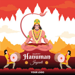 Happy Hanuman Jayanti festival, celebration of the birth of Lord Hanuman, greeting card post vector