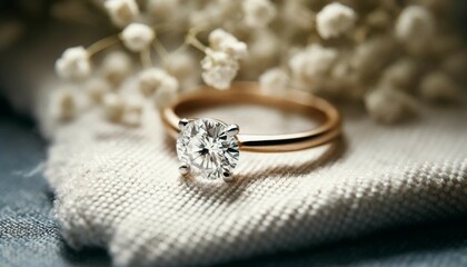 Solitaire Diamond Ring  Elegant Close-up