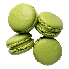 Green macarons isolated on transparent background