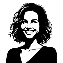 A minimal Woman, girl, standing and smiling vector art silhouette black color 8