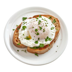 Poached eggs with parsley isolated on transparent background