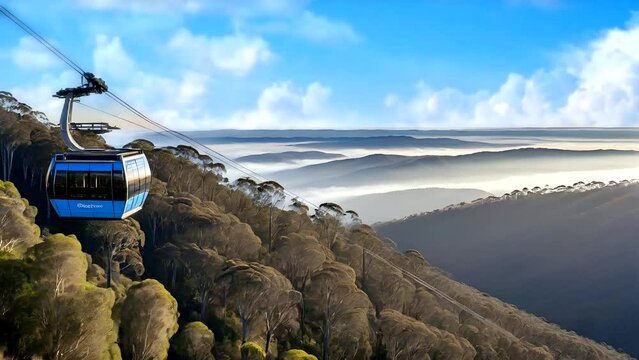Cable car in the mountains