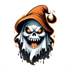 Spooky ghost mascot illustration illustrations with a contemporary touch for tattoo, badge, emblem and t-shirt printing.