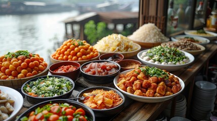 Fototapeta premium Local Cuisine: Take pictures of local dishes and street food, focusing on presentation and authenticity.