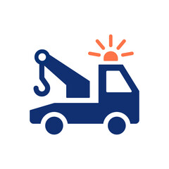 Car tow truck icon on white background. Vector illustration.