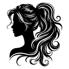 a woman hair style vector silhouette image, black color silhouette image, white background 2