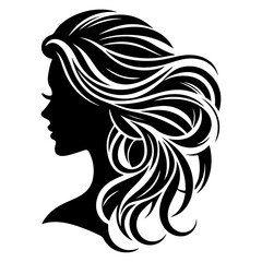 a woman hair style vector silhouette image, black color silhouette image, white background 5