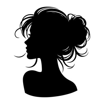 a woman hair style vector silhouette image, black color silhouette image, white background 6