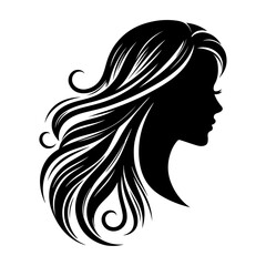 a woman hair style vector silhouette image, black color silhouette image, white background 9