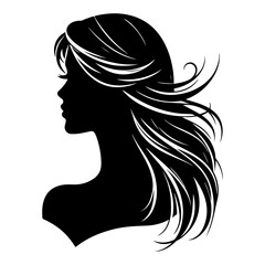 a woman hair style vector silhouette image, black color silhouette image, white background 12