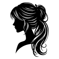 a woman hair style vector silhouette image, black color silhouette image, white background 13