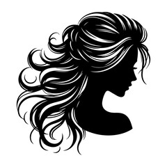 a woman hair style vector silhouette image, black color silhouette image, white background 21