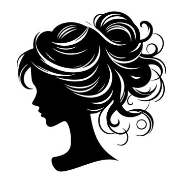 a woman hair style vector silhouette image, black color silhouette image, white background 16