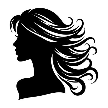 a woman hair style vector silhouette image, black color silhouette image, white background 17