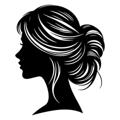 a woman hair style vector silhouette image, black color silhouette image, white background 35