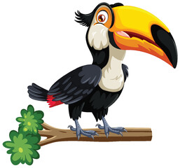 Fototapeta premium Vector graphic of a toucan perched on a tree branch
