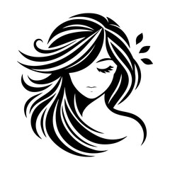 a woman hair style vector silhouette image, black color silhouette image, white background 44