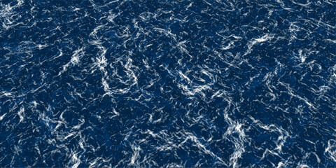 Blue water and pouring mica through a layer of glitter water. Rough deep turquoise and blue Pacific Ocean with white foam texture background.  Water waves with shining pattern texture background. 