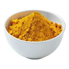 Turmeric powder in a bowl isolated on transparent background
