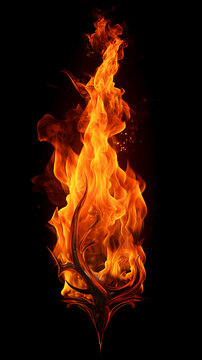 Burning flame isolated on black