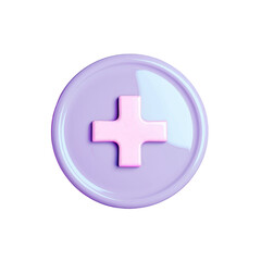 Obraz premium Pink cross on purple button on Transparent Background