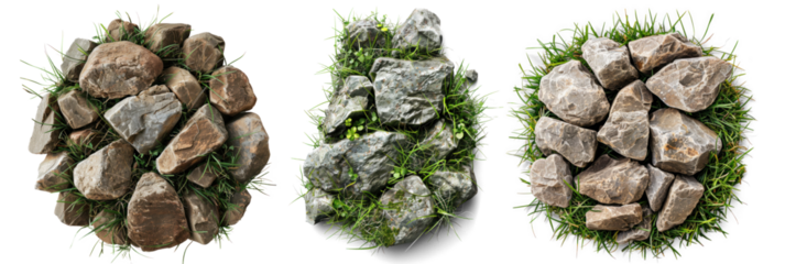 Top-View of Rocks and Stones with Grass