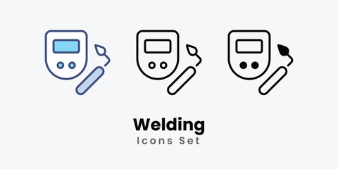 Welding Icons set thin line and glyph vector icon illustration