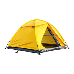 Yellow camping tent isolated on transparent background