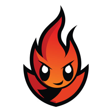 Flame Mascot Vector design, cute cartoon fire character mascot design