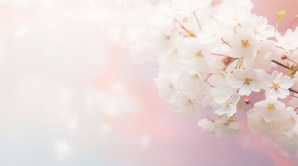 Soft Pastel Cherry Blossoms on Blurred Background
