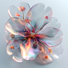Abstract Minimalistic Metallic pastel colour flower. generative ai 