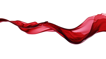 red wine wave floating and flowing isolated on a transparent background, grapes juice wine liquid cut out