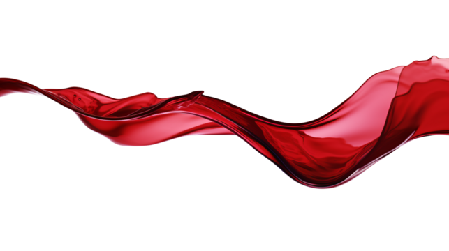 red wine wave floating and flowing isolated on a transparent background, grapes juice wine liquid cut out