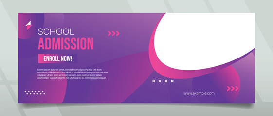 Banner design with school admission concept and modern style