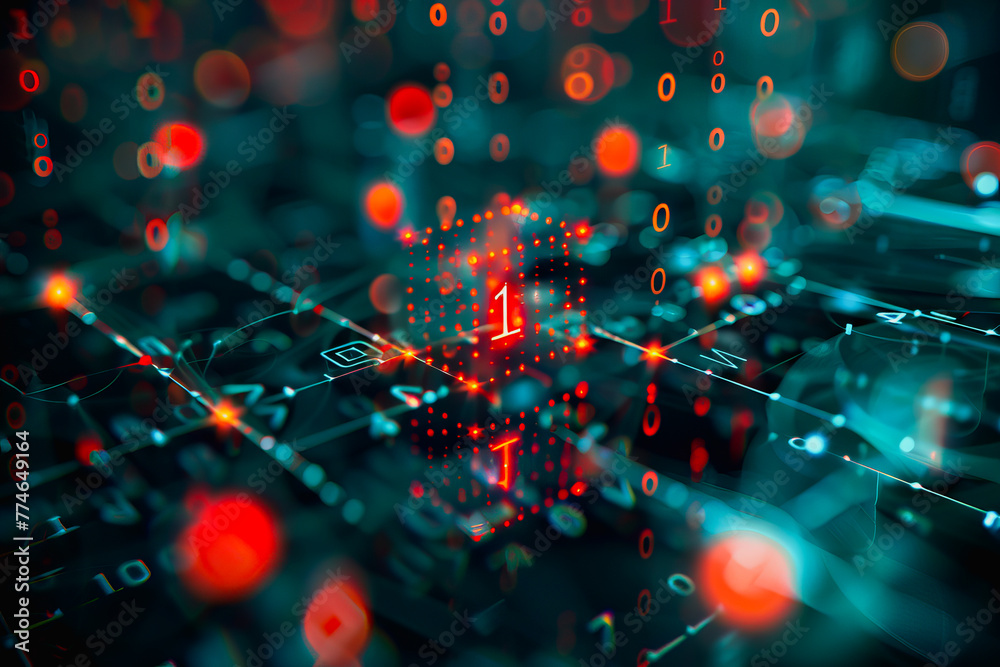 Poster binary blockchain data transmission chain of nodes connected in a network form, p2p connection.