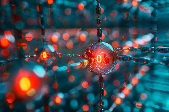 binary numeric data transmission chain of nodes connected in a network form, p2p connection.
