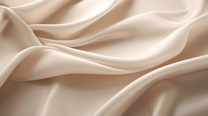 Obraz premium Smooth Elegant Beige Silk Fabric Texture, Gentle Folds of Satiny Material, Soft Abstract Background, Delicate Textile Elegance Concept