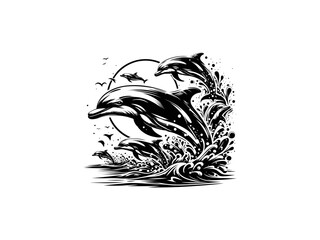 Ocean Grace: Dolphin Vector Silhouette Illustration for Marine-Inspired Design