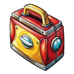 cartoon metal box on transparent background