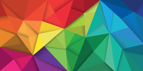 Fototapeta premium Abstract colorful 3d drop shadow effects triangular background