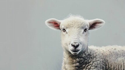 Obraz premium Playful sheep illustration with minimalist background.