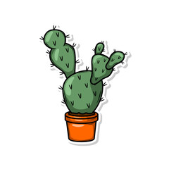 Hand draw cactus plant cartoon flat design


