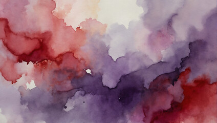 Eastern Aesthetic Abstract Watercolor Background in Lavender, Crimson, and Platinum.