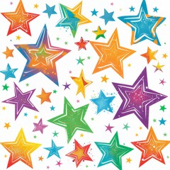 Obraz premium Clipart illustration with various types of stars on a white background. 